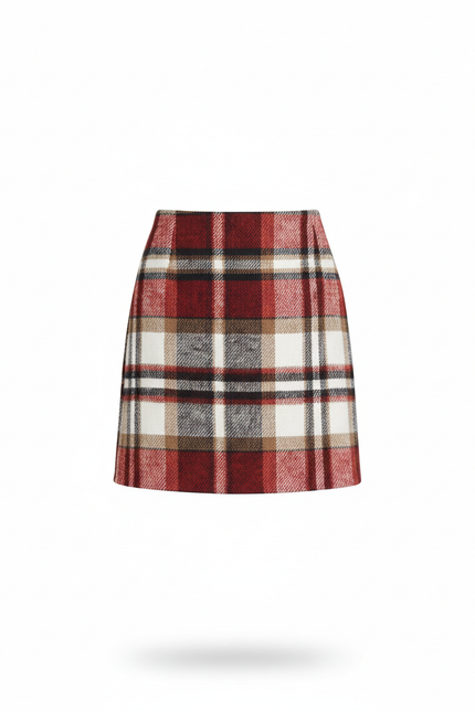 Jupe Crayon Plaid Lainage Chic