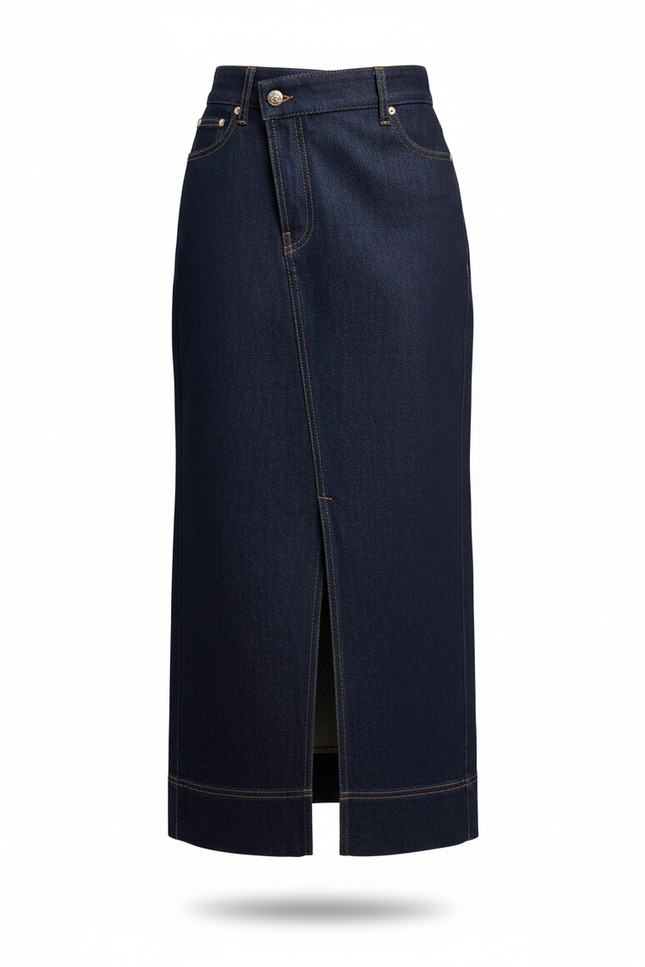 Jupe Crayon Denim Fendue Élégante