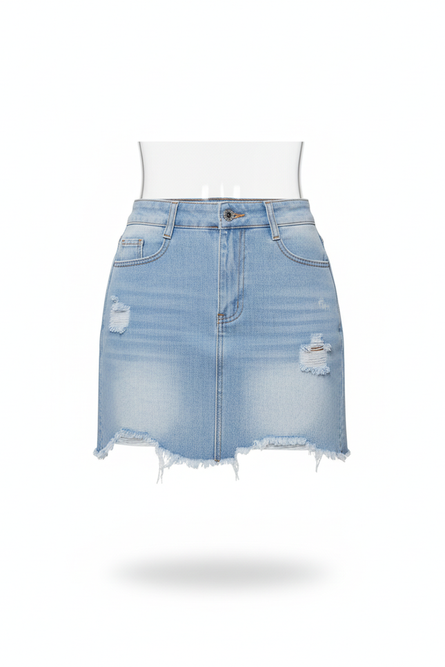 Jupe Crayon Denim Déchirée Décontractée