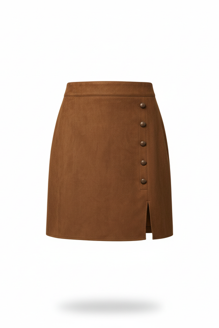 Jupe Crayon Suédine Marron Chic