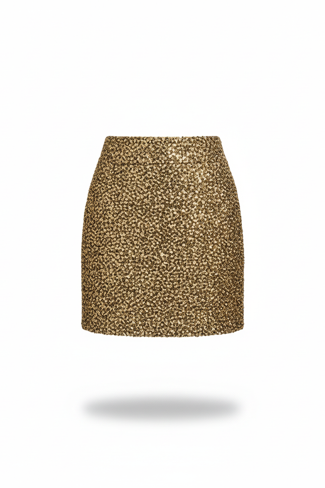 Jupe Crayon Dorée Pailletée Chic