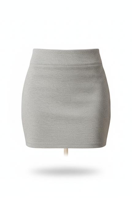 Jupe Crayon Grise Texturée Décontractée
