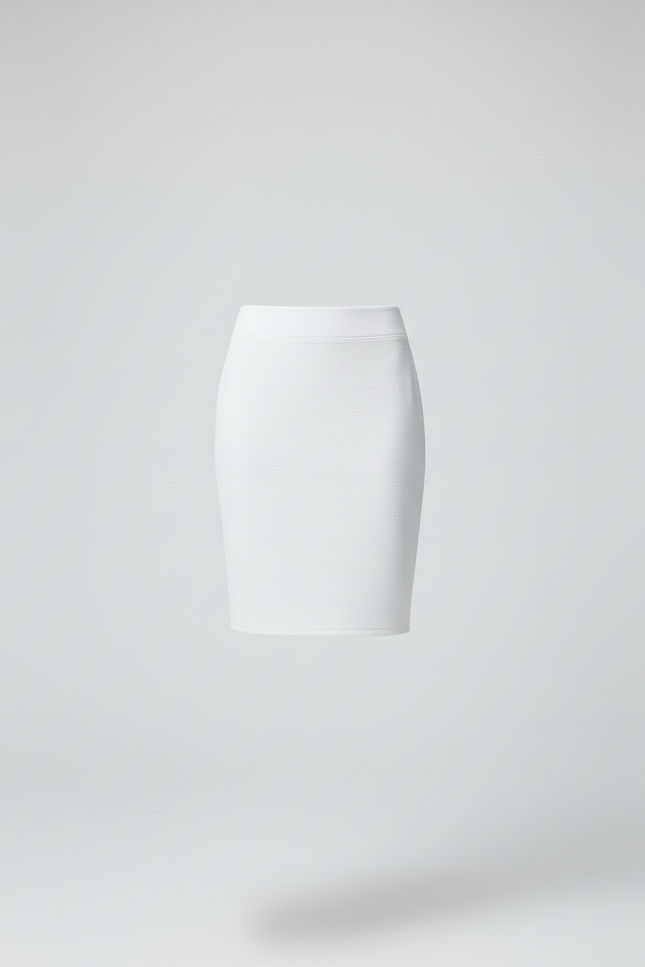 Jupe Crayon Blanche Texturée Élégante