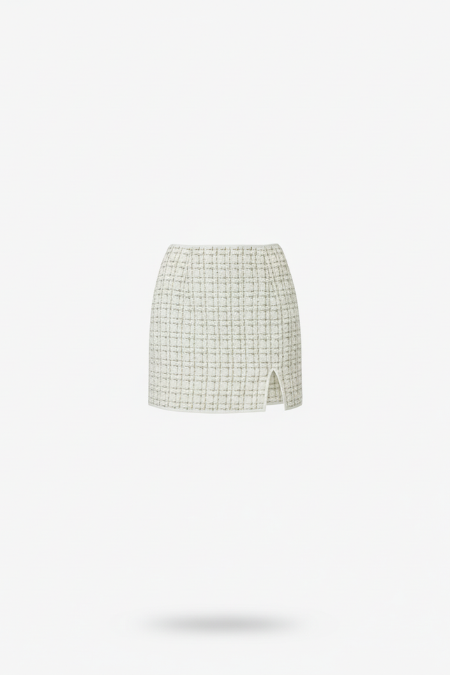 Jupe Crayon Tweed Fendue Chic