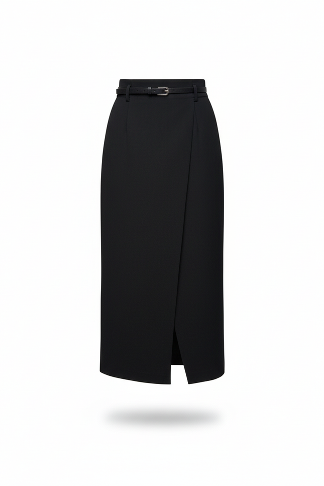 Jupe Crayon Noire Fendue Élégante