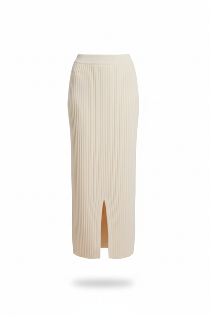 Jupe Crayon Côtelée Fendue Élégante