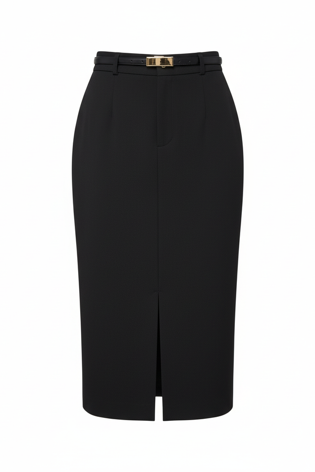 Jupe Crayon Noire Fendue Élégante