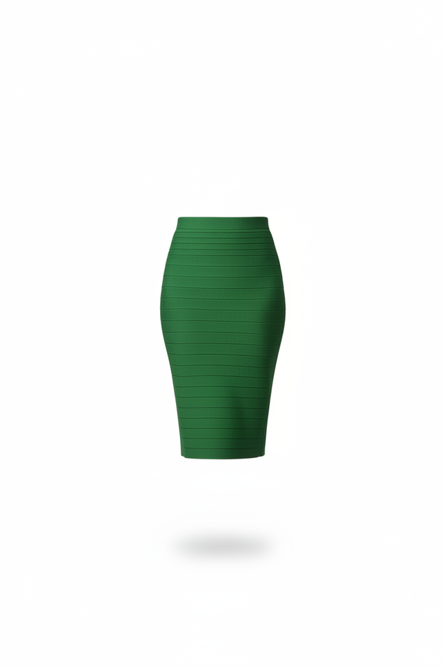 Jupe Crayon Verte Bandage Élégante