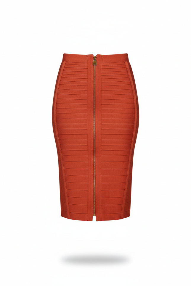 Jupe Crayon Bandage Terracotta Chic