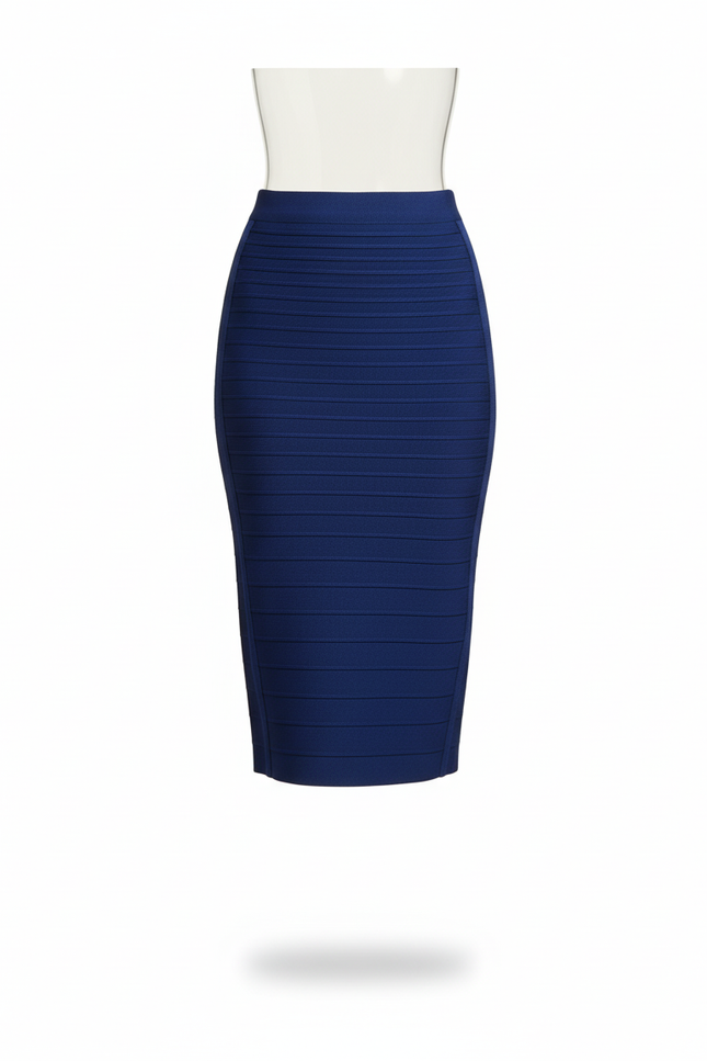 Jupe Crayon Bleu Marine Bandage Élégante