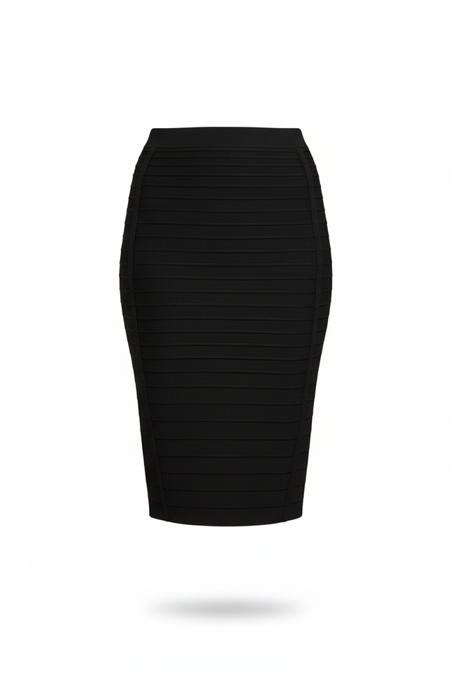 Jupe Crayon Noire Bandeau Chic