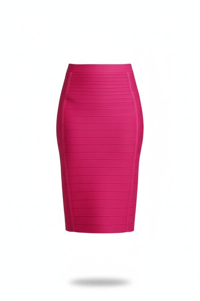 Jupe Crayon Rose Fuchsia Bandage Chic