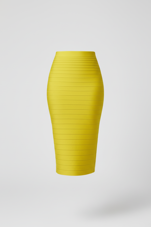 Jupe Crayon Jaune Bandage Chic