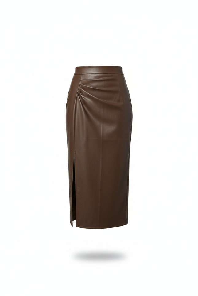 Jupe Crayon Taille Haute Fendue