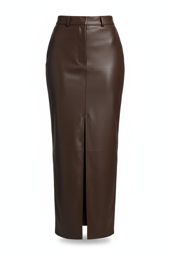 Jupe Crayon Cuir Fendu