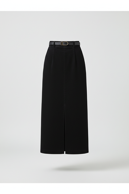 Jupe Crayon Noire Velours Élégante